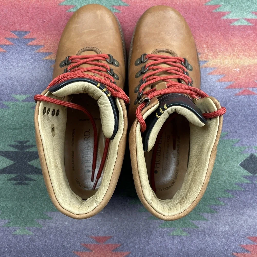 Samuel Hubbard Brown Leather Hiking Boots Mens 7.5 W Vibram Sole Mt. Tam Lace Up